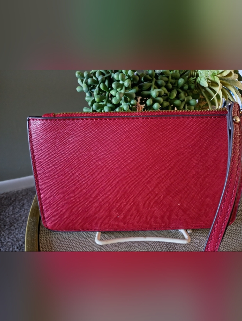 Kate Spade Red Medium Size Wristlet, Dot Interior, 5.2"X 8.2" - Picture 2 of 6